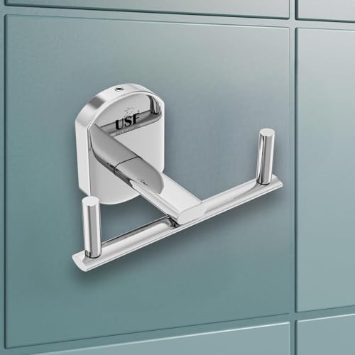 Image of USF Bathroom Robe Hook, Wall Mounted Hanger for Towel, Cloth and Napkin with Compact Utility Design, Corrosion Resistant Coating, 25 Years Warranty (Chrome Finish, Pack of 1) - M-Benz
