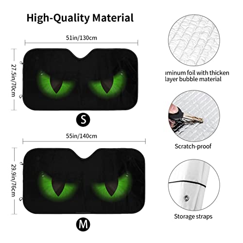 Green Evil Eyes Windshield Sunshade for Car SUV Truck Foldable Uv Ray Reflector Front Window Sun Shade Visor Shield Cover - Image 4