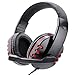 Produktbild Poulep Gaming Headset Kopfhörer für PS4, Playstation 4, NS Switch, Playstation Vita, Mac, Laptop, Tablet, Computer, Handys mit Mikrofon (3,5 mm Stecker, Dunkelrot)