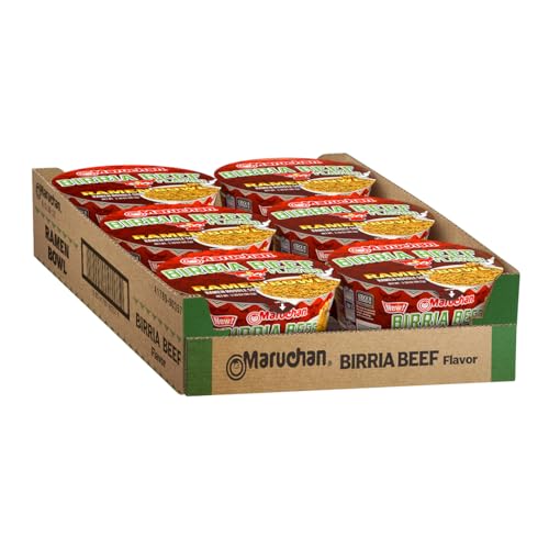 Image of Maruchan Bowl Birria Beef, Microwaveable Ramen Soup Mix, 3.39 Oz, 6 Count (Pack of 2)