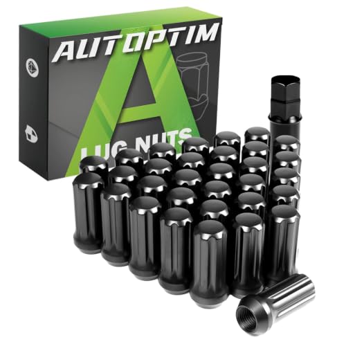 Image of AUTOPTIM M14x2.0 Spline Lug Nut - 32 Pcs Black Closed End Nuts with Socket