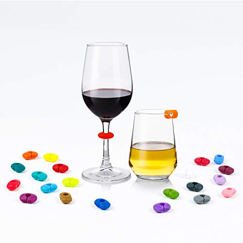 Wine Glass Markers Charms, 24 Pcs Premium Silicone Wine Markers For Wine Glasses And Brims Of Glasses, 24 Colors #TOP6