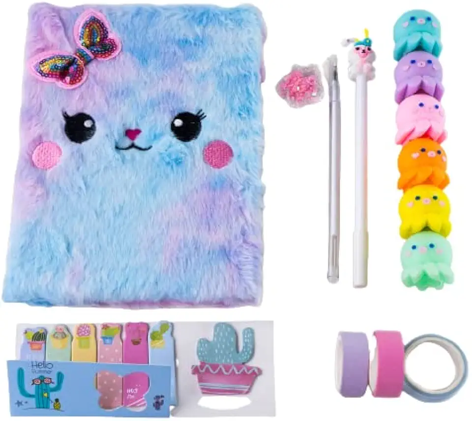 Kit Presente Caixa Surpresa Papelaria Fofa 8 Itens