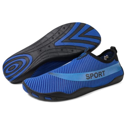 Treer Zapatos de Agua, Zapatos Deportes Acuáticos Antideslizante Barefoot Shoes Zapatillas de Minimalistas Secado Rápido Zapatillas para Exterior Interior (8501 Azul,43)