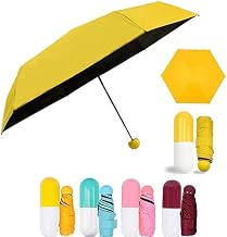 Se-Foldable Mini Cute&Small Capsule Design Umbrella With Capsule Case Mini Windproof 4 Folding Uv For Travel&Car Nylon Capsule Shape Umbrella For Men&Women PINK (Multicolor)