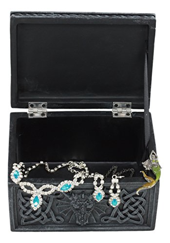 Atl Ebros Hinged Celtic Dragon Jewelry Box 5" Long Voyage Of The Moon Dragon Keepsake Trinket Box #TOP4