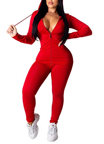 Women's Two Piece Tracksuit Set Long Sleeve Zipper Hoodie Jacket with Sweatpants Sweatsuit Jogger Workout Set