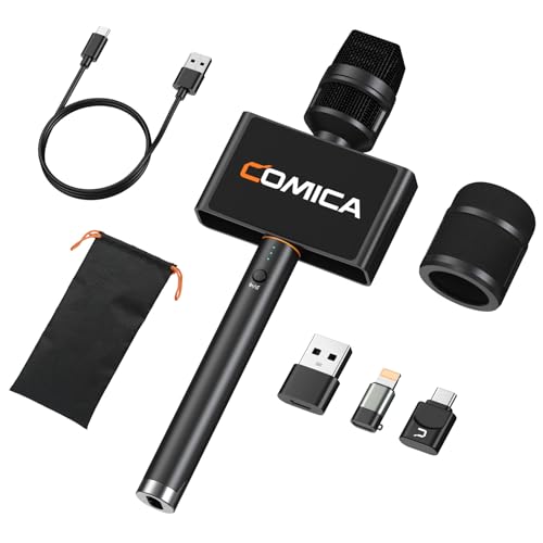 COMICA Revo S Wireless Handheld Microphone for iPhone, USB C Interview Microphone, 48kHz/24bit Audio...