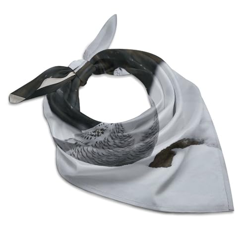 DWTJKMS Seidentuch, Motiv: Schneeeule, leicht, quadratisch, Satin, Kopftuch, modisches Haarschal, Zubehör für Tasche, Halstuch, Stil:, 25"x25"
