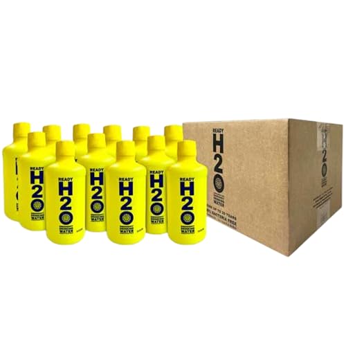 Ready H2O Bottled Emergency Drinking Water – 20-Year Shelf Life, Triple-Sealed Food Grade HDPE Bottles, Reusable & Crush-Resistant, FEMA-Ready Emergency Water Supply, 12 x 1 Liter Bottles (3-Day Supply for 1 Person)