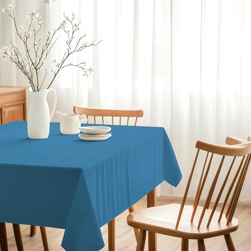 Image of R home 100% Cotton Solid Table Cover | 200 GSM Thick Fabric, Anti-Skid | Machine Washable & Reusable | Ideal for Dining Table & Centre Table, Easy Maintenance (AZULE Blue, 56 x 90 Inch)