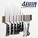 ENOKING 16 Inch Strong Magnetic Knife Holder for Wall, Solid Acacia Wood Knife Bar with 4 Hooks, 3-Way Installation: No-Drill Wall Mount, Screw Mount, & Refrigerator Slip-Proof Magnet Strip