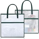 Feifeiya 2 Pack 17.7 Inch Sew Project Bag Quilting Embroidery Craft Organizer Storage Bag with Handle and Pocket Zippered with Tools for Art Craft Knitting Quilting Stitching