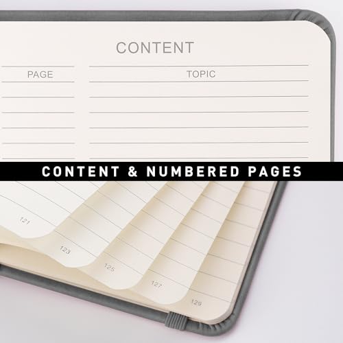 Image of RETTACY Lined Journal Notebook, 192 Numbered Pages, A5 Size (5.7'' x 8.3'') | Leather Hardcover, 100 GSM Thick Paper, for Men & Women, Journaling, Writing, Work & Office (Gray)