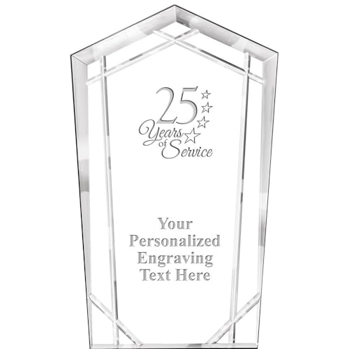 Crown Awards Customizable Acrylic Award, 7" Engraved 25 Years of Service Hera Shrine Acrylic Award