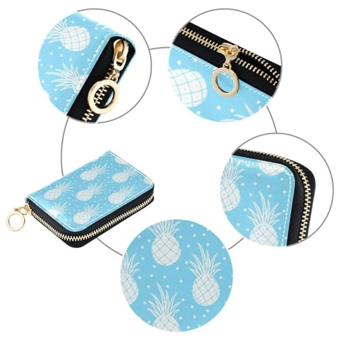 Women's Pineapple Credit Card Holder Wallet Leather Zipper Card Case for Ladies Girls 203007304