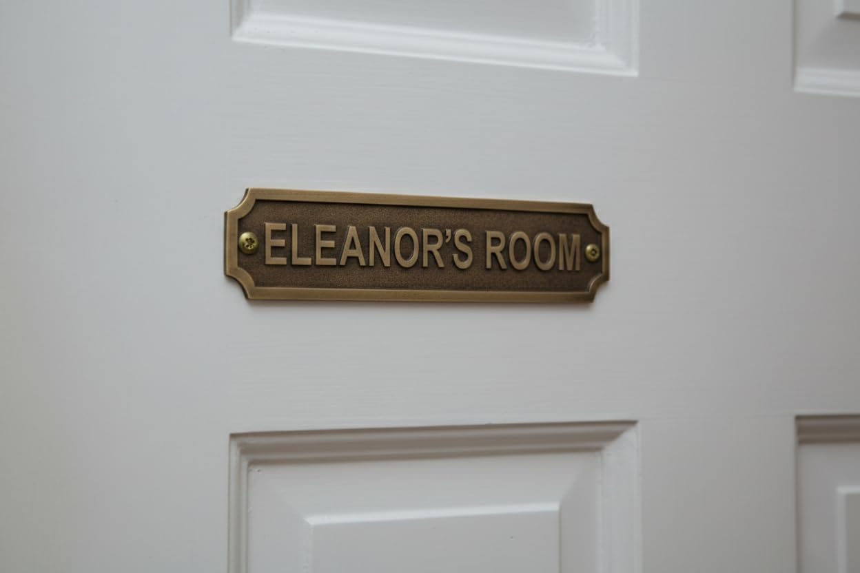 Custom Engraved Antique Brass Door Name Plate – Personalized Metal Plaque Sign for Home, Office, Desk, Room, Wall Decor, Birthday Gift, Business Signage (5 cm x 22 cm)