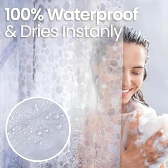 Kuber Industries (Pack of 5) Shower Curtain (9 Feet) Bathroom Curtain | AC Curtains | PVC Waterproof Bathtub Curtain | 8 Rings Curtain | Bathroom Window Curtain | Stone Print | Transparent