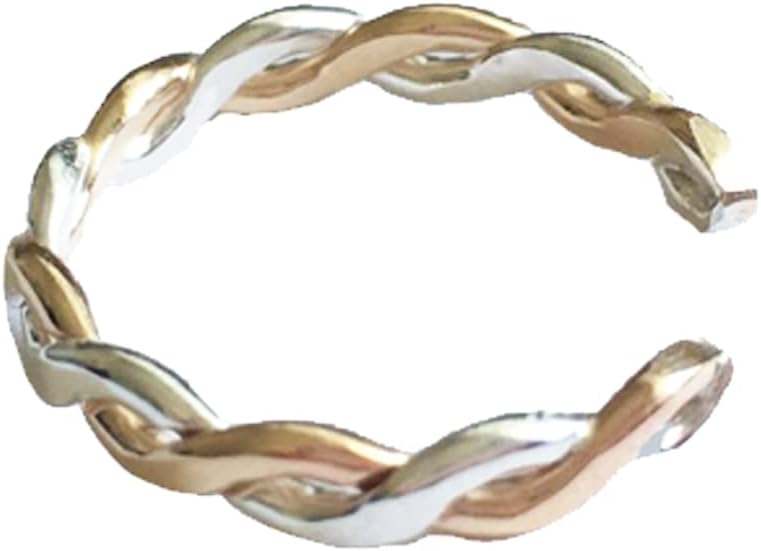 Toe Ring | Twine Medley Braided .925 Sterling Silver & 14K Gold Fill | Adjustable Toe Ring | Two-Tone Mixed Metal Ring | One Size Fits Most