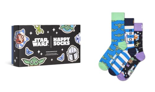 Happy Socks STAR WARS 3-Pack Team Mando Gift Set Baumwolle Socken Damen Herren Blau 36-40