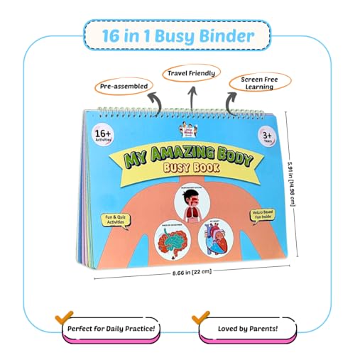 Image of My Amazing Body Busy Book for Kids (Ages 3-8 Years) Montessori Human Anatomy Activity Binder | Reusable Preschool Science Learning Toy