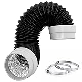 4 Inch Dryer Vent Hose, Heavy Duty Flexible Dryer Exhaust Duct Tube 3.28Feet for Tight Space, Extra Thick Aluminum foil Ducting Kit with 2 Hose Clamps