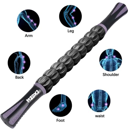 Image of Muscle Roller Massage Roller Stick- (Dark Purple) | Lymphatic Drainage & Body Sculpting, Handheld Physical Therapy & Recovery Tool