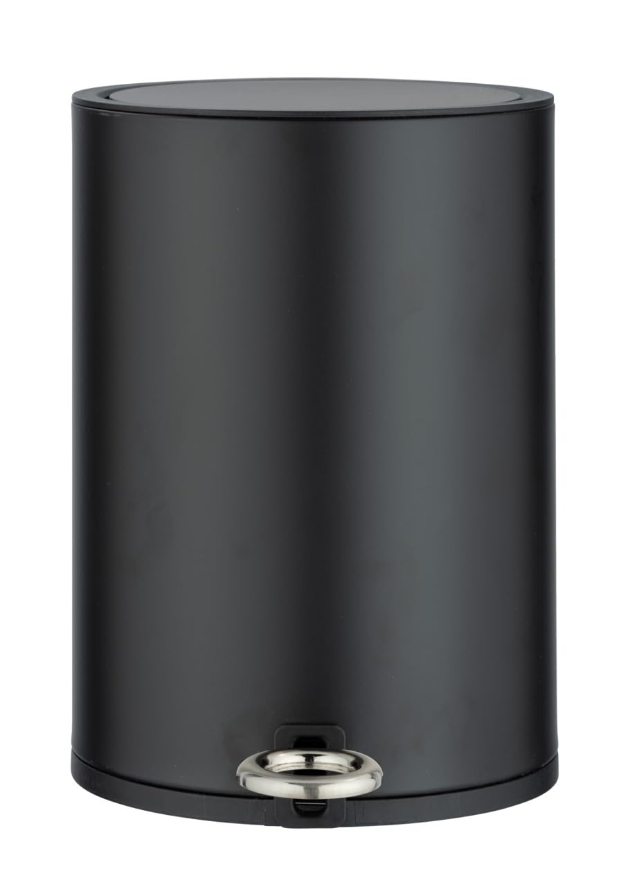 WENKO Cubo de pedal para cosmética Monza Easy Close negro mate 3 ltr. - Cubo de cosmética, cubo de basura con dispositivo automático de descenso Capacidad: 3 l, Acero, 18.5 x 25.5 x 24.5 cm, Negro