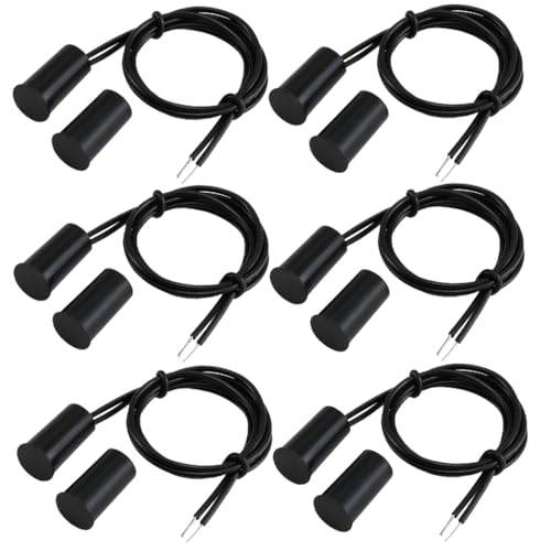 Gebildet 6pcs Nero Da Incasso Cablato Sicurezza Finestra Cancello Contatto Sensore Allarme Interruttore Reed Magnetico,Magnete Vicino-Collegamento Circuito Magnete Lontano-Interruzione Circuito