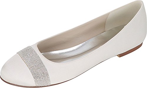 Chaussures plates blanches en satin et strass taille 38.5 pour mariée et soirée chic