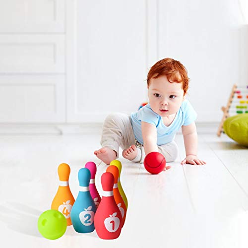 Playkidz Soft Baby Bowling Set 7-Piece Soft Bowling Game for Boys & Girls w/ Colorful Numbered Pins & Ball Safe, Great Toy for Indoor or Outdoor Birthday, Toddler & More Ages 18M+ - Thumbnail 2