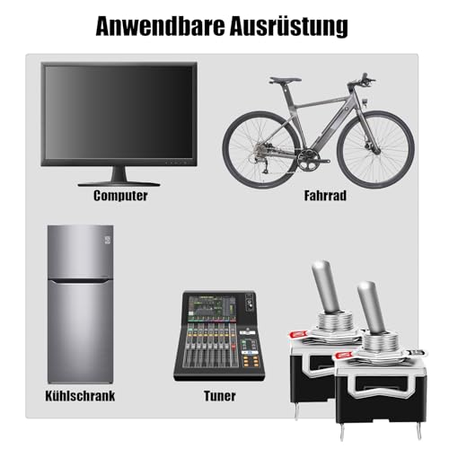 Powice 6 Stück Kippschalter 12V/15A,Miniboot 2Poliger Schalter 12V,12V/230V Schalter Geeignet für Den Einbau in Häusern, Autos und Elektrischen Geräten Schwarz