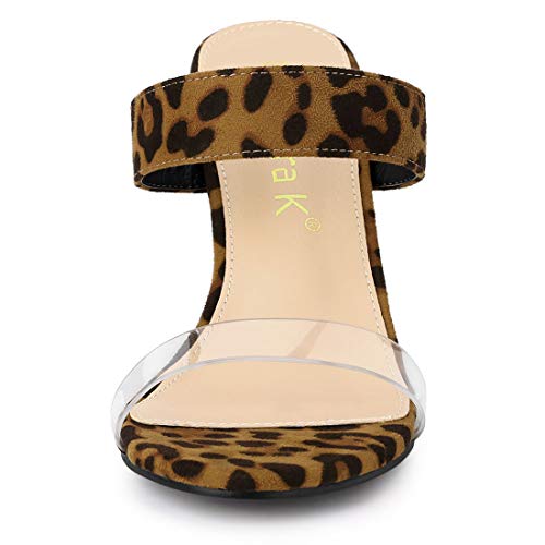 Allegra K Women's Clear Strap Stiletto Heel Leopard Slides Sandals - 7 M Us #TOP2