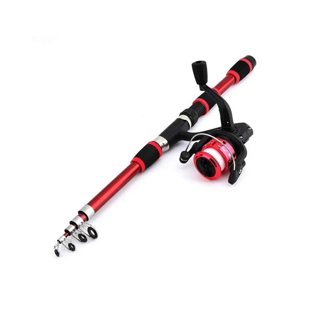 Wędka muchowa Zestaw wędek Pełne zestawy z teleskopową wędką Outdoor Sports Peche Akcesoria do sprzętu wędkarskiego(Red)
