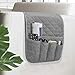 AUVCAS Sofa Armrest Organizer Non-Slip Arm Chair Bedside Storage Caddy Organizer for Recliner Couch Remote Holder with 5 Pockets for Cell Phone TV Remote Control Magazines(Grey)