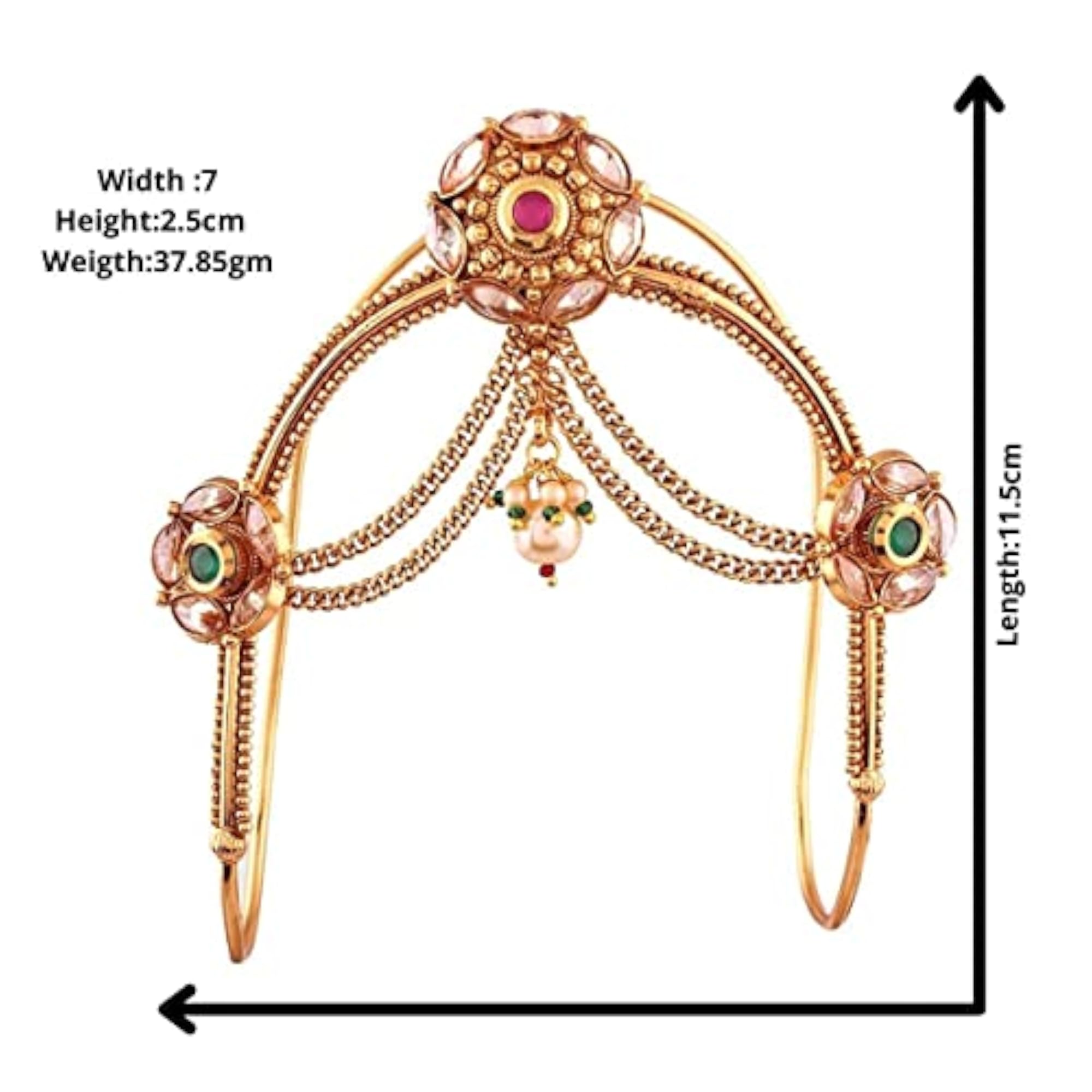 Gold Plated Kundan Embedded Ruby Emerald Armlet for Women