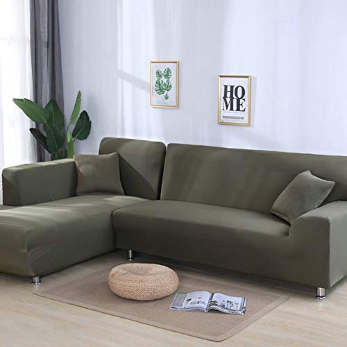 Housse de canapé extensible d'angle et droit en élasthanne uni 190-230cm - 2