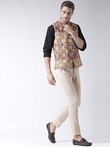 Image of Hangup mens printed nehru jacket 29A PRINTED NEHRU