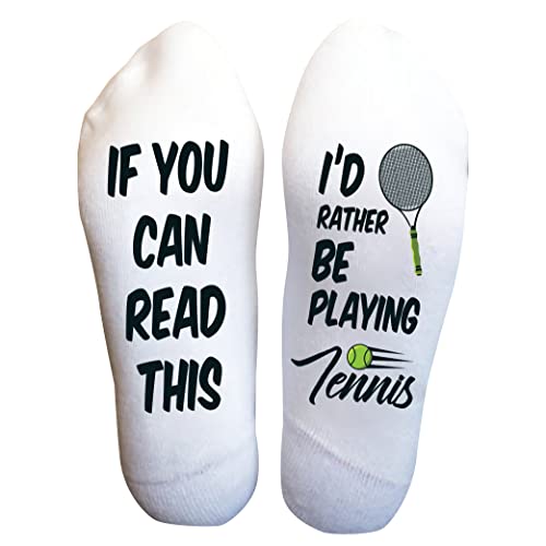 Funky Fun Socks With Sayings: Handcrafted Novelty Delights for All Ages, Versatile Sizing for Sizes 6-14, Exceptional Comfort & Durability, If You Can Read This Collection- I'd Rather be Playing Tenni