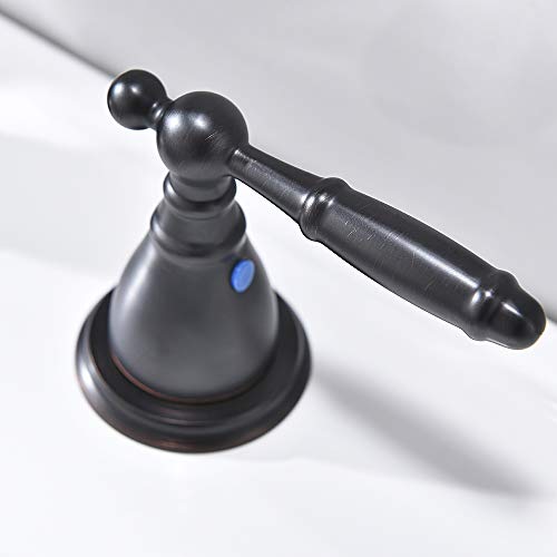 2-Handle 8 Inch 3 Hole Oil Rubbed Bronze Widespread Bathroom Faucets By Phiestina, With Valve And Metal Pop-Up Drain, Wf017-4-Orb #TOP3
