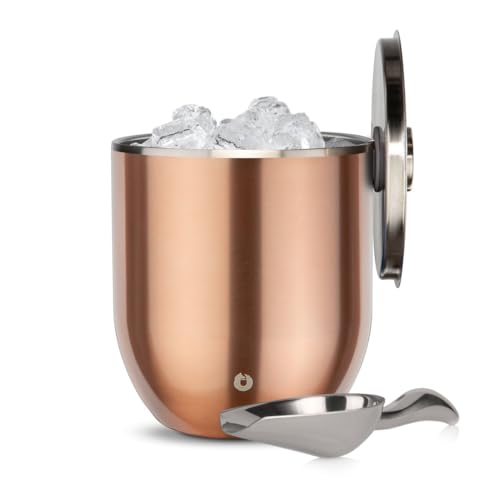 Snowfox Plus - Insulated Ice Bucket with Lid/Scoop, Premium Vacuum Insulated Stainless Steel Ice Buckets for Parties, Ice Box, Home Bar Accessories, Parties Supplies, Bar Decor, 3L, Gold by Snowfox - Used condition - US$42.66