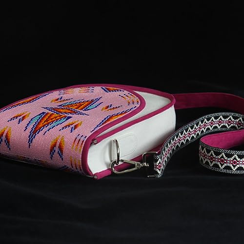 Handmade Beaded Handbag, Native American Style Crossbody bag, Czech Glass Beads Shoulder Bag, Adjustable Strap Unisex Handbag. Pink4