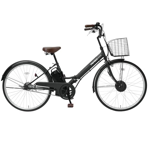 PROVROS(プロブロス) 電動自転車 折りたたみ 電動アシスト自転車 26インチ シングルギア リチウムイオンバッテリー5.1Ah 前輪駆動 最大28km走行 型式認定 公道可能【メーカー保証1年】P-261E (マットブラック)