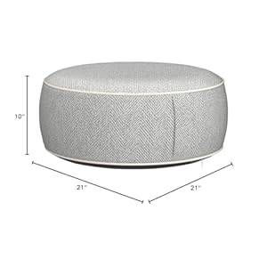 Inflatable pouf ottoman 21×10 inches stuffed chenille ottoman with inflatable pvc liner foot rest with portable handle round floor pillow for living room bedroom kids room grey  urban country home decor
