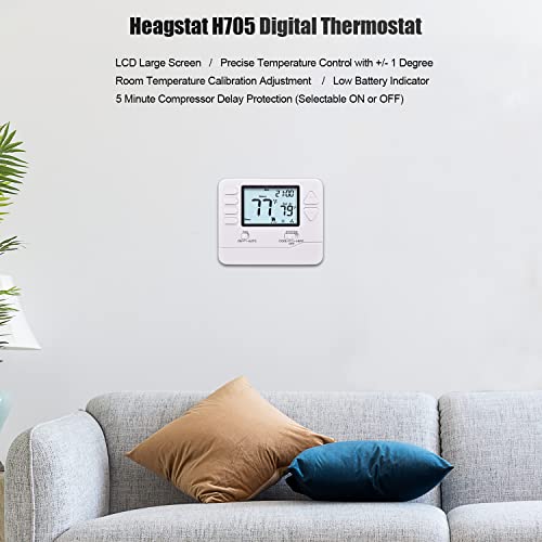 Heagstat 5-1-1 Day Programmable Thermostat For Home 1 Heat/ 1 Cool, Diy Install - C-Wire Not Required #TOP1