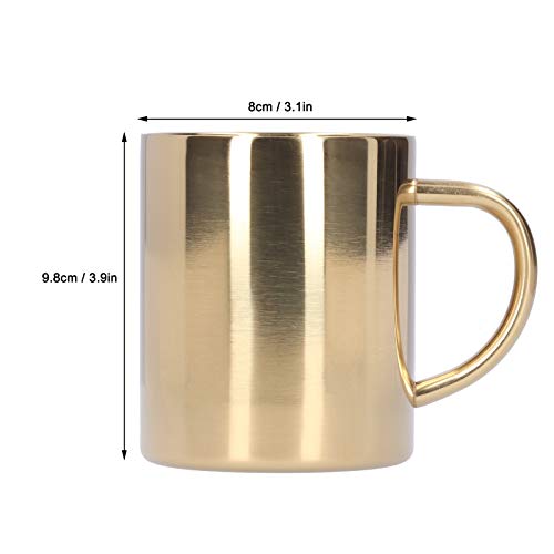 UPQRSG Doppelwandiger Edelstahlbecher, 400 Ml Reise Campingbecher, Metall Kaffeetasse, Teetasse, 304 Edelstahl Doppelschicht Anti Verbrühungs Kaffee, Tee und Wasserbecher mitGriff(Gold)