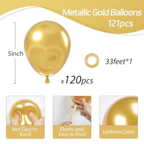 Image of Awenztech 120pcs 5 inch Metallic Gold Latex Balloons