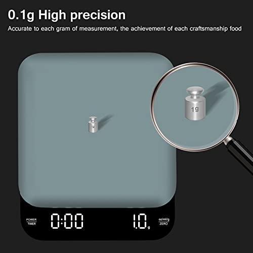 Mini Digital Coffee Scales with Timer 3kg/0.1g,High Precision Kitchen Scale Electronic Espresso Scale with LED Screen, Touch Button Waterproof Food Scale for Drip Espresso Tray(Type C charging cable)