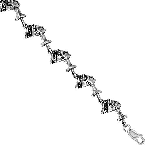 Sterling Silver Egyptian Queen Nefertiti Charm Bracelet, 7 inches long2