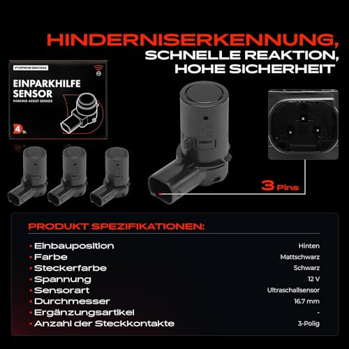 Frankberg 4x Parksensor Hinten Kompatibel mit 147 937 1.6L 2001-2010 156 932 1.6L 1997-2005 156 Sportwagon 932 1.6L 1997-2006 159 939 1.7L 2005-2012 Replace# 735393479